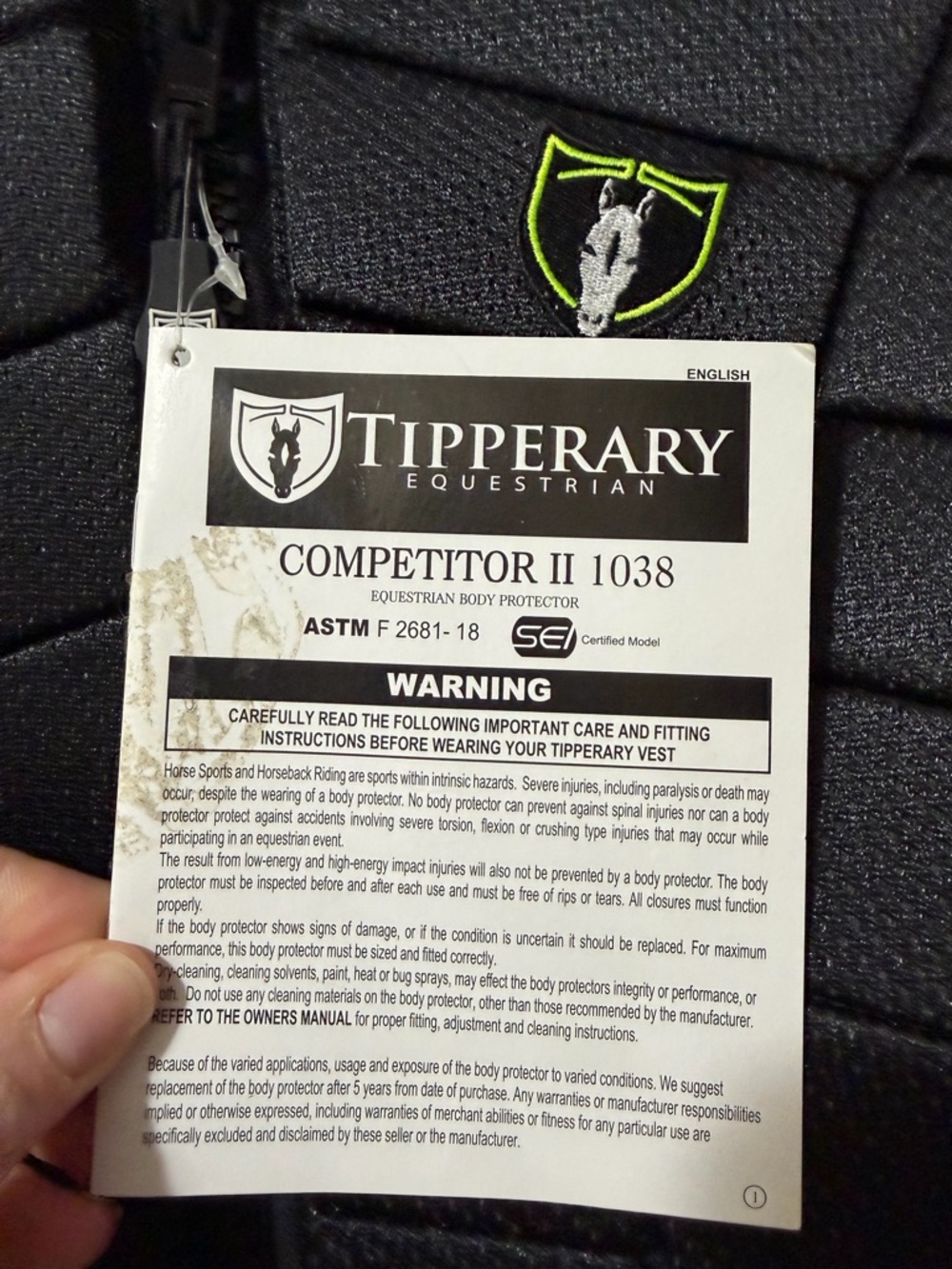 Tipperary Competitor II Protective Vest- Black XL - Picture 3 of 8